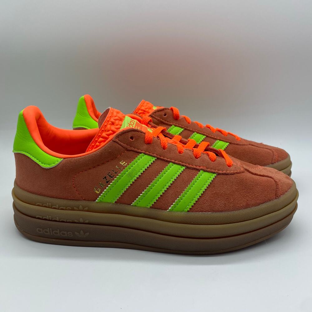 adidas Gazelle Platform Sneakers Orange with Neon Green Accents